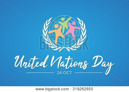 United Nation Day Letter Vector With Abstract People. United Nation Day Text Banner. Vector Illustra