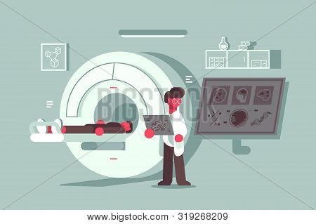Patient Having Magnetic Resonance Imaging Procedure At