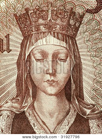 Portugalia - około 1964: Elżbieta Aragońska (1271-1336) na banknocie 50 Escudos 1964 z Portugalii. Qu