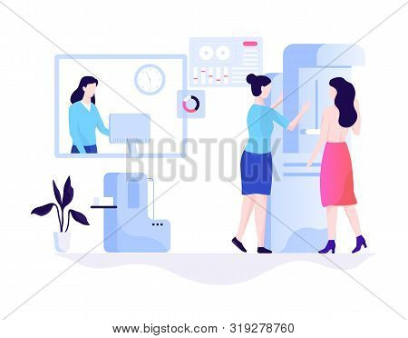 Mammography Concept. Breast Examination In The Clinic