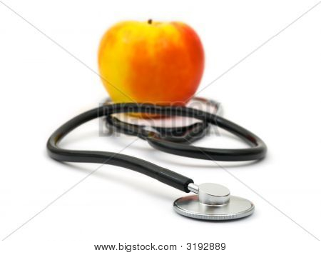Medicinsk stetoskop og æble