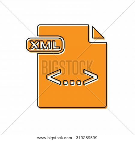 Orange Xml File Document. Download Xml Button Icon Isolated On White Background. Xml File Symbol. Ve