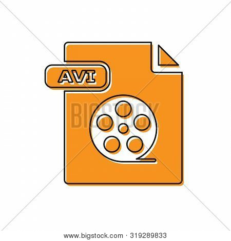 Orange Avi File Document. Download Avi Button Icon Isolated On White Background. Avi File Symbol. Ve