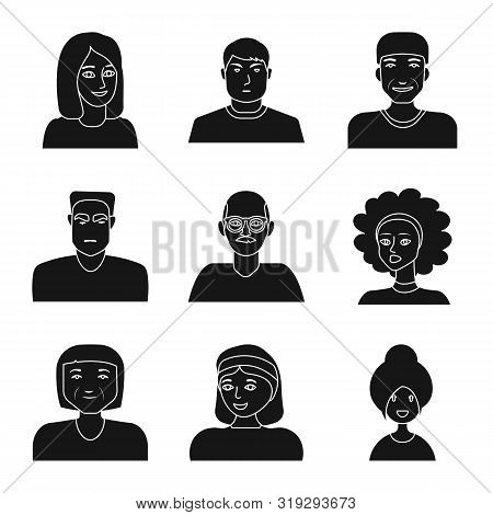 Vector Design Of Haircut And Nationality Symbol. Collection Of Haircut And Avatar Vector Icon For St