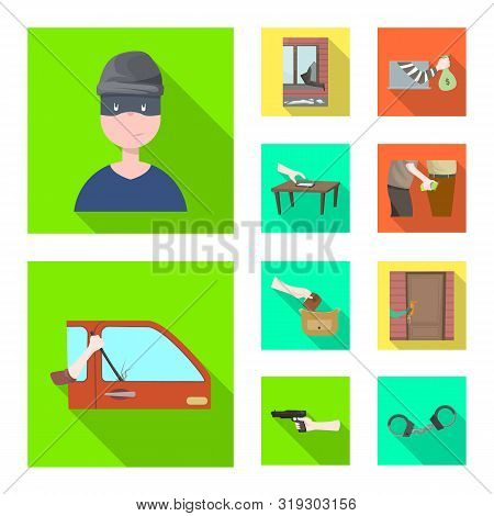 Isolated Object Of Crime And Steal Icon. Set Of Crime And Villain Vector Icon For Stock.