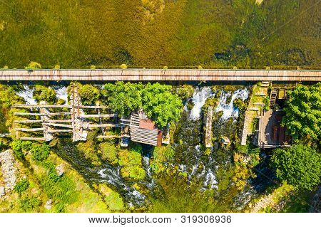 Tonkovic Vrilo, River Source Of Gacka Aerial View, Lika Region Of Croatia
