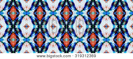 Allover Organic Swimwear Design. Geo Ogee Tile.  Psychedelic Rainbow Aztec Geometric Textile Border 