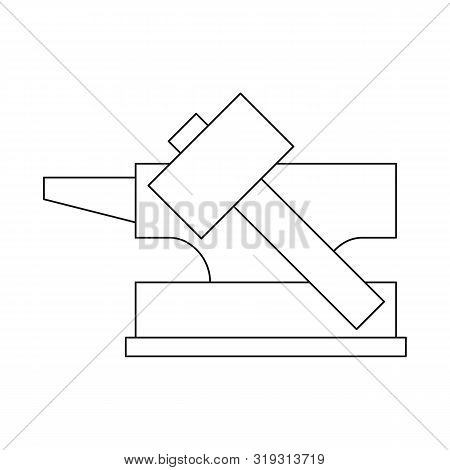 Vector Illustration Of Hammer And Hephaestus Sign. Set Of Hammer And Olympus Stock Symbol For Web.