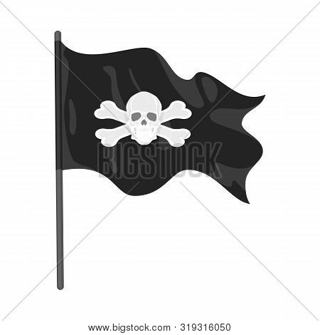 Vector Illustration Of Flag And Pirate Sign. Set Of Flag And Emblem Vector Icon For Stock.