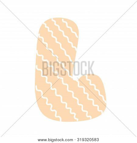 L Decorated Letter. Flat Style. Cartoon Children Letter L