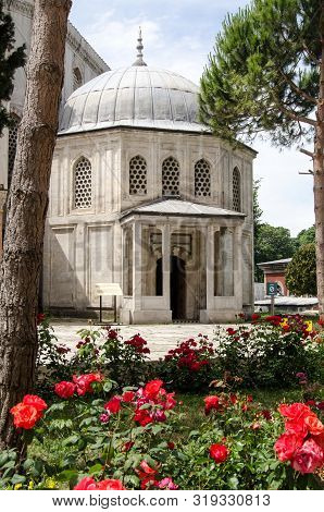 Exterior View Through A Rose Bed Of The Tomb Of The Princes - Children Of Sultan Murad Iii, Construc