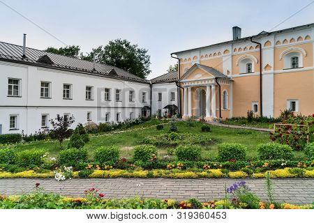 Yard Of Khutyn Monastery Of Saviours Transfiguration And Of St. Varlaam. Russia, Novgorod Veliky