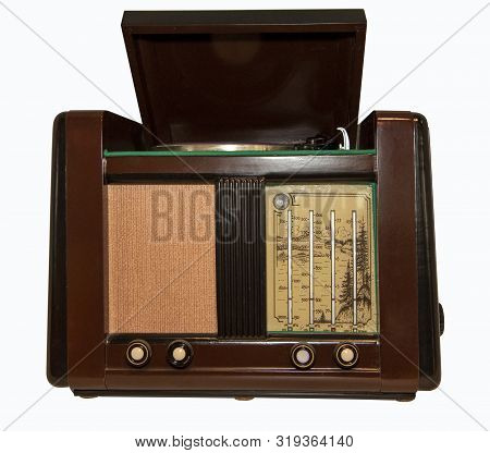 Mid 20th Century Radio Receiver - Isolated On White