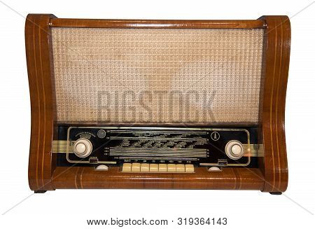 Mid 20th Century Radio Receiver - Isolated On White