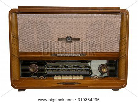 Mid 20th Century Radio Receiver - Isolated On White