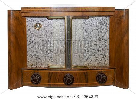 Mid 20th Century Radio Receiver - Isolated On White