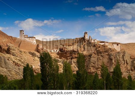 Ruins And Basgo Monastery Surrounded With Stones And Rocks Of Himalayan Mountains , Leh, Ladakh, Uni