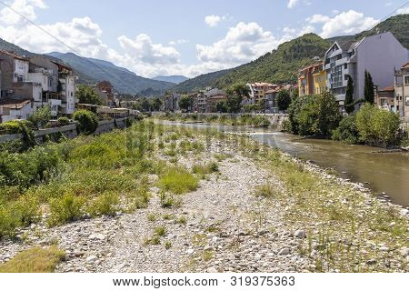 Asenovgrad, Bulgaria - August 5, 2019: Chepelarska (chaya) River Passing Through The Town Of Asenovg