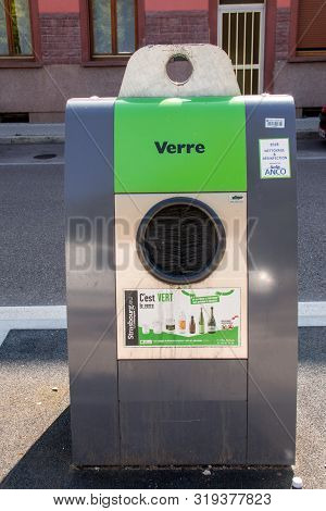 Strasbourg, France, August 21,2019: : Recycling Bins For Glass And Bottles That Are Used Throughout 