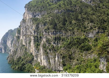 Ponale Road At Lake Garda In Summer