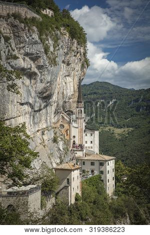 Spiazzi, Italy, Europe, August 2019, The Sanctuary Of Madonna Della Corona Church