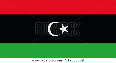Libya Flag Vector Iluustration. Libyan National Symbol Image. Traditional Official Colors. Correct P