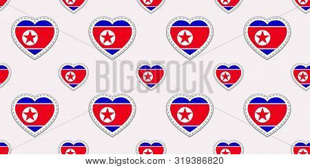 The North Korea Flags Background. The North Korea Vector Stickers. Love Hearts Symbols. Dprk Seamles