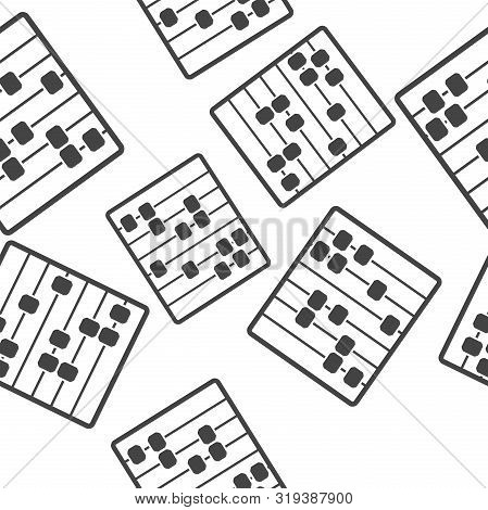 Vector Icon Of Abacus. Wooden Abacus For Learning Account And Math Seamless Pattern On A White Backg