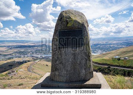 Lewiston, Idaho - July 3, 2019: Memorial For Cc Van Arsdol, An Engineer, On Lewiston Hill Overlook