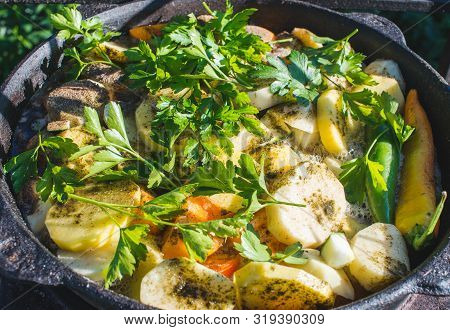 Khashlama Is A Very Popular Armenian Dish, Which Is Prepared From Lamb With Vegetables. Khashlama In