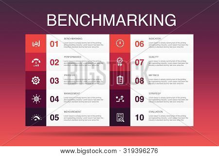 Benchmarking Infographic 10 Option Template.process, Management, Indicator Simple Icons