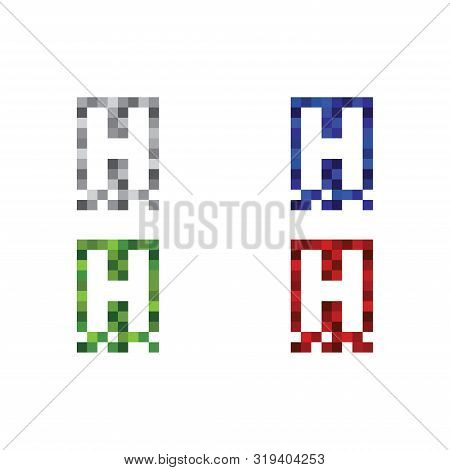 Set Of The Business Corporate Colorful Letter H  Logo Design Vector Logotype For Technology. Pixel S