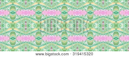 Watercolor Horizontal Vibrant Design. Africa Geometric Swimwear Pattern. Ethnic Symmetric Triangles 