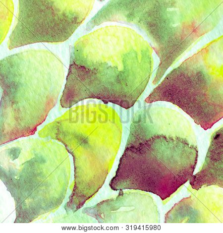 Seafoam Green Snake Design. Watercolor Hand Drawn Python Print.  Cobra Skin Exotic Texture. Geometri