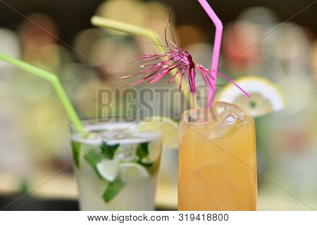 glass of cocktail on the bar