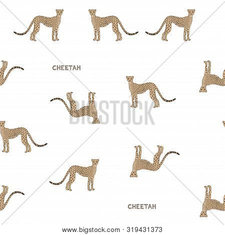 Vector Color Seamless Pattern With Cartoon Cheetahs.