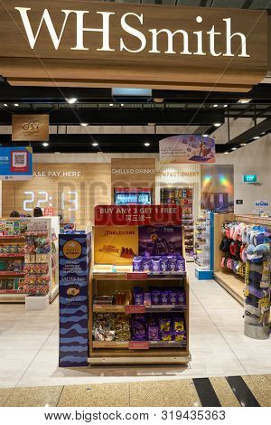 SINGAPORE - CIRCA APRIL, 2019: interior shot of Singapore Changi Airport.
