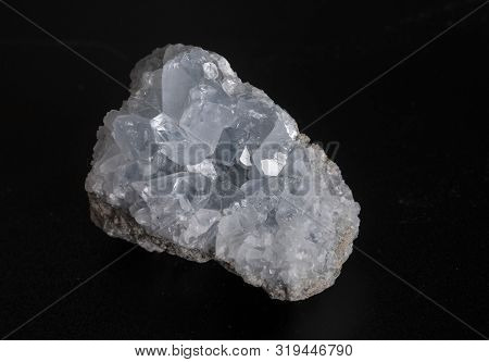 Rough Celestite In Front Of Black Background