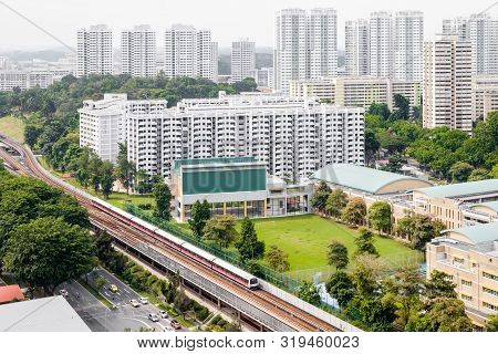 Singapore-08 Sep 2018: Singapore Bishan Area Mrt Railway Aerial View