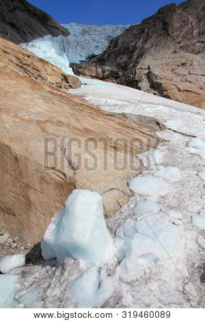 Norway Nature - Glacier Landscape. Jostedalsbreen National Park - Briksdalsbreen Glacier.