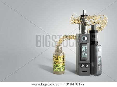 Electronic Cigaretts Device Box Mod To Smokeless Smoking 3d Render On Grey Gradient