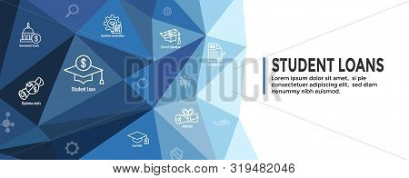 Student Loans Icon Set And Graduation Web Header Banner