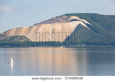 Zhigulevsk Mountains In The Samarskaya Luka. Volga Landscape, Russia. Summer Day. Mountain View From