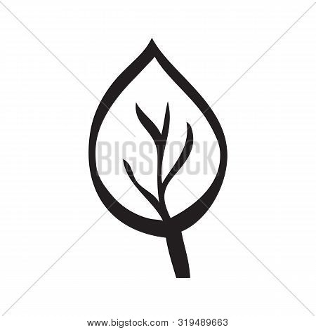 Black And White Isolated Leaf Icon Issolated