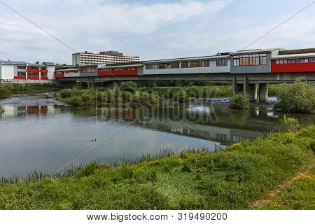 Plovdiv, Bulgaria - May 7, 2018: The Maritsa River, Passing Through The City Of Plovdiv, Bulgaria