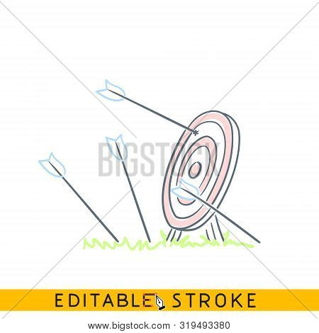Missed Goal Or Target. Failure Concept Icon. Line Doodle Sketch. Editable Stroke Icon