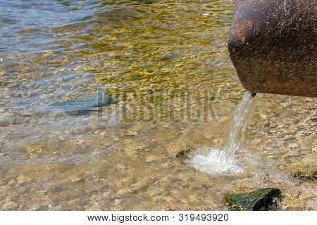Pollution Of The Environment By Waste From Pipes Or Drainage. The Concept Of Nature Pollution Sewera