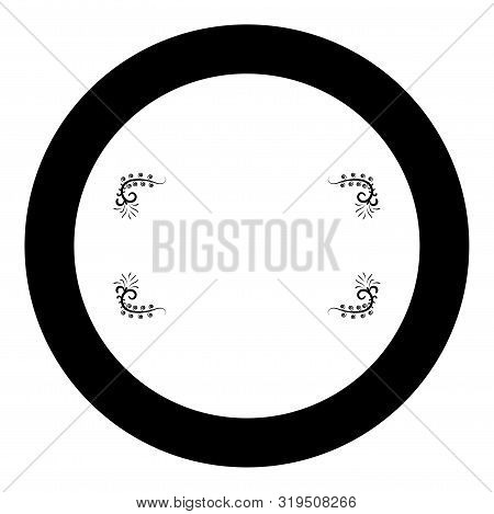 Froral Board Art Frame Icon In Circle Round Black Color Vector Illustration Flat Style Simple Image