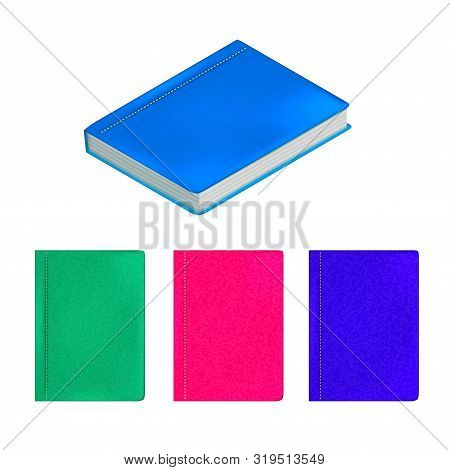 Set Of Bright Pink Book Covers In Different Views. Three Dimensional Book.  Vector Illustration.