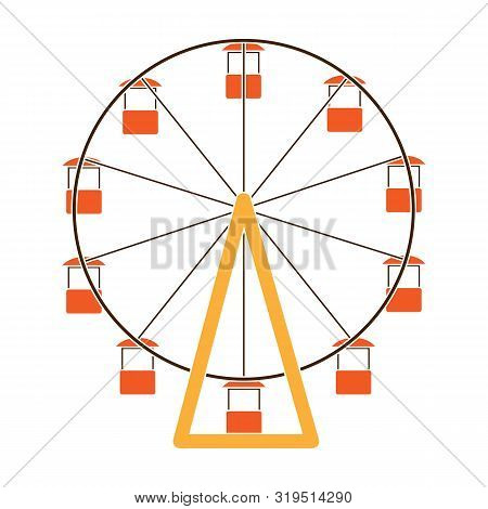 The Wheel Is In The Amusement Park. Slow Attraction To Explore The City.amusement Park Single Icon I